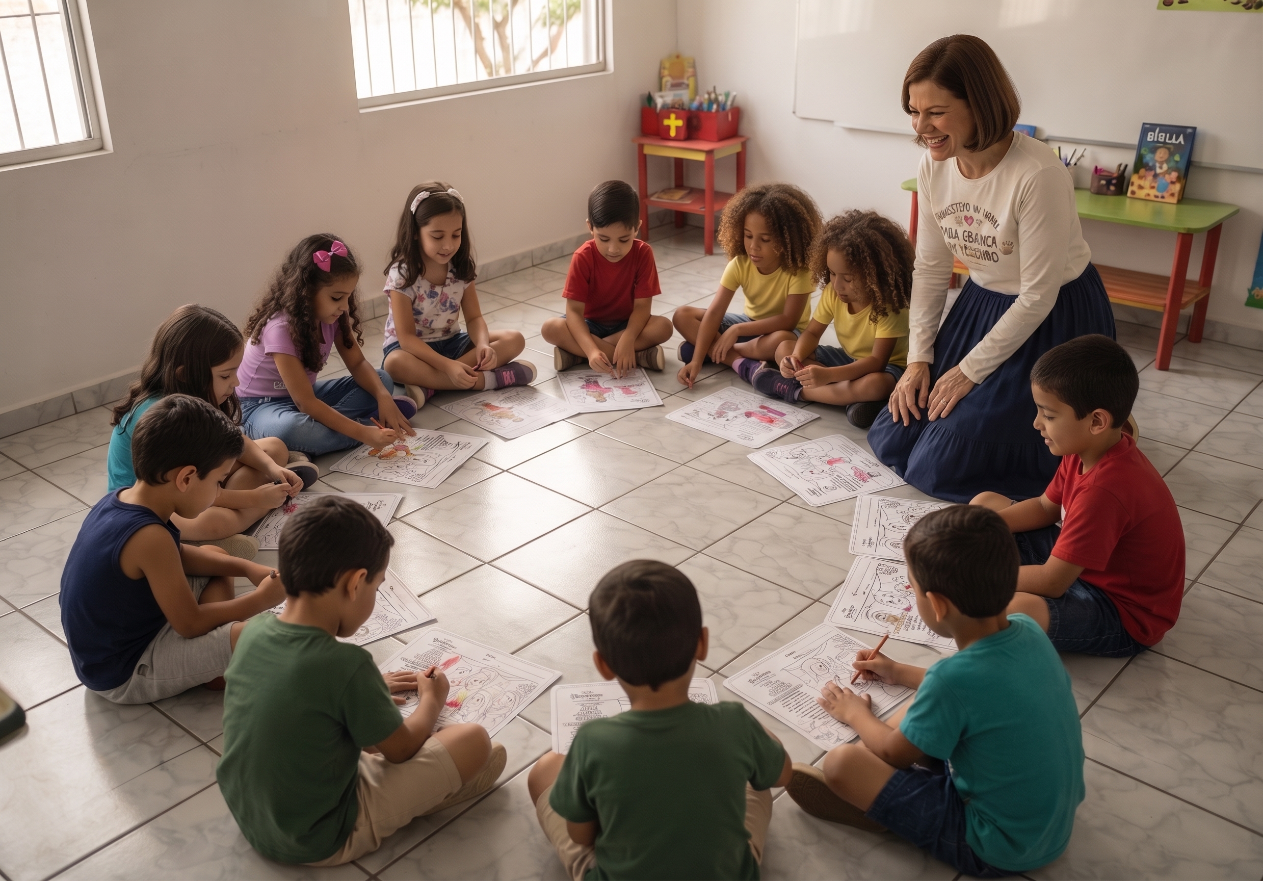 Família usando o kit